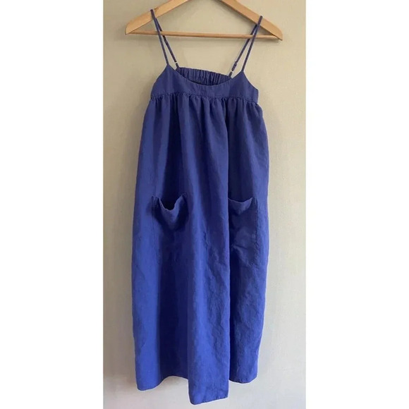 Madewell Linen Blend Cami Midi Dress Blue Size XXS - Picture 2 of 6